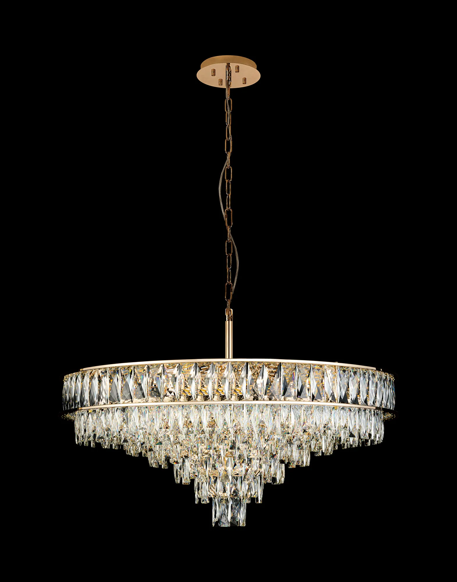 Vivienne French Gold Crystal Ceiling Lights Diyas Statement Crystal Fittings